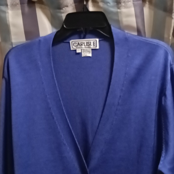 FINAL PRICE CARLISLE100% silk purple l/s v-neck cardigan w ribbed hem/cuffs XXL - Picture 8 of 11